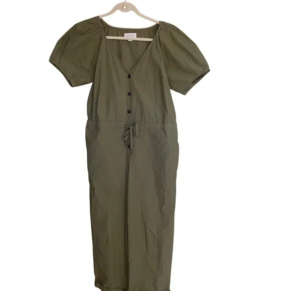 Velvet By Graham Spencer Womens Jumpsuit Size Medium Green Drucie Pure Cotton - Picture 8 of 11